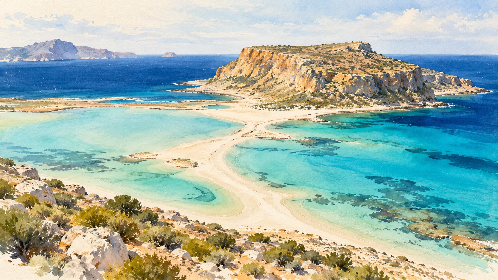 AI-impressie van het kustlandschap in Chania
